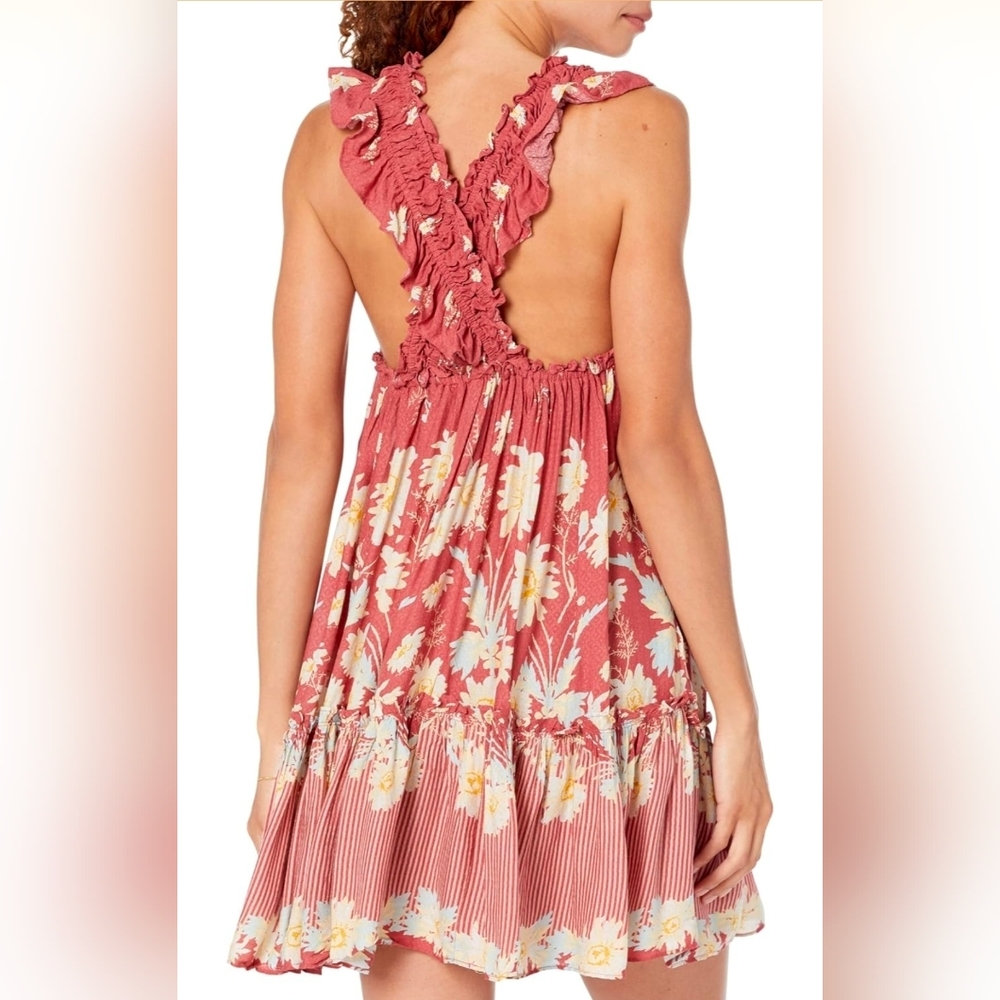 Free People Bailey Wild Daisy Slip Dress Medium Boho Floral Mini - Picture 4 of 8